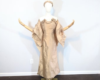 Conjunto de vestido de noche de 3 piezas de lame dorado de la década de 1950 // Extra extra pequeño