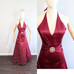 1990s Burgundy Gunne Sax Jessica McClintock Prom Dress // Extra Extra Small