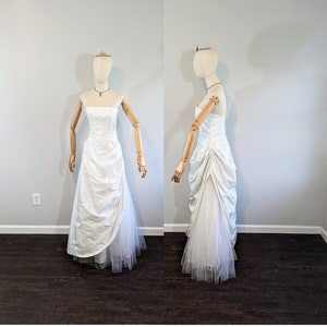 Robe de bal blanche scintillante Jessica McClintock pour Gunne Sax des années 1990 avec tulle//Très petite