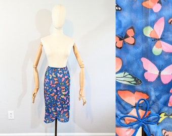 1960s Vanity Fair Butterfly Print Skirt Half Slip // Extra Small to Small