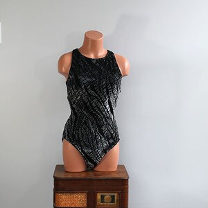1980s Velvet Burnout Maxine of Hollywood One Piece Swimsuit // Medium to Large