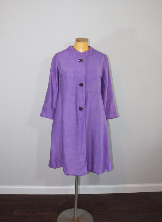 1960s Purple Raw Silk Coat // Small - image 6