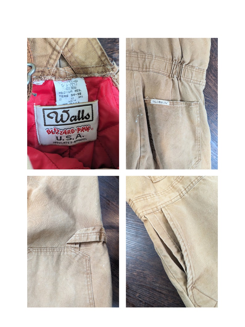 1970s Walls Tan Blizzard-Pruf Insulated Workwear Overalls // Men's 34-36 Reg image 9