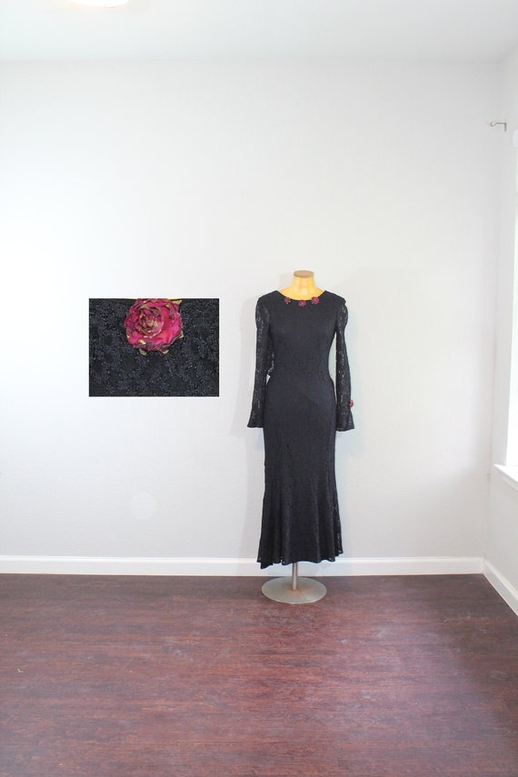 1990s All That Jazz Witchy Black Lace Dress // Med