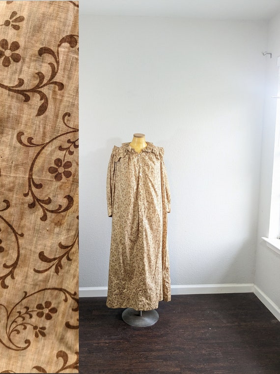 Victorian Calico Cotton Wrapper Dress // Extra Sma