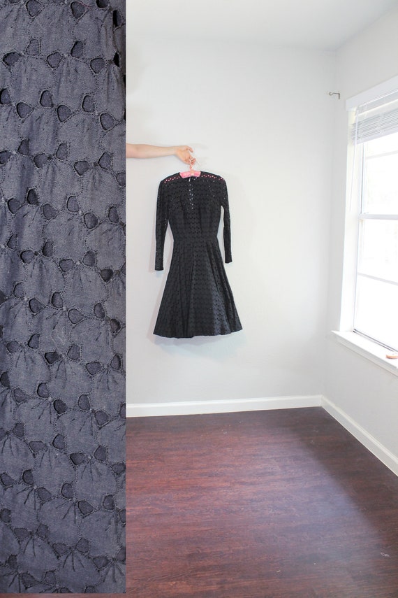 1950s Black Eyelet BOWS Party Dress // New Look //