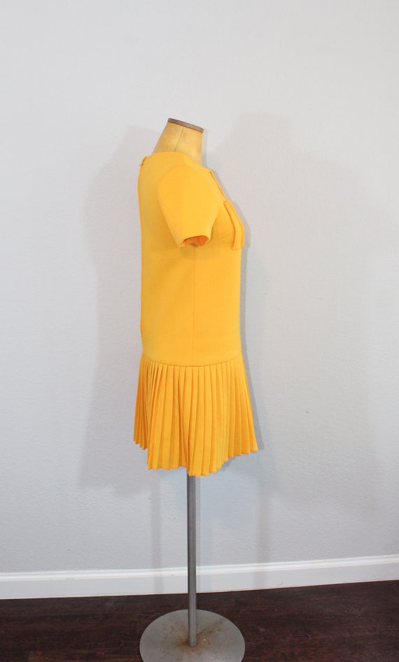 1960s Mustard Yellow Scooter Mini Dress // Extra … - image 3