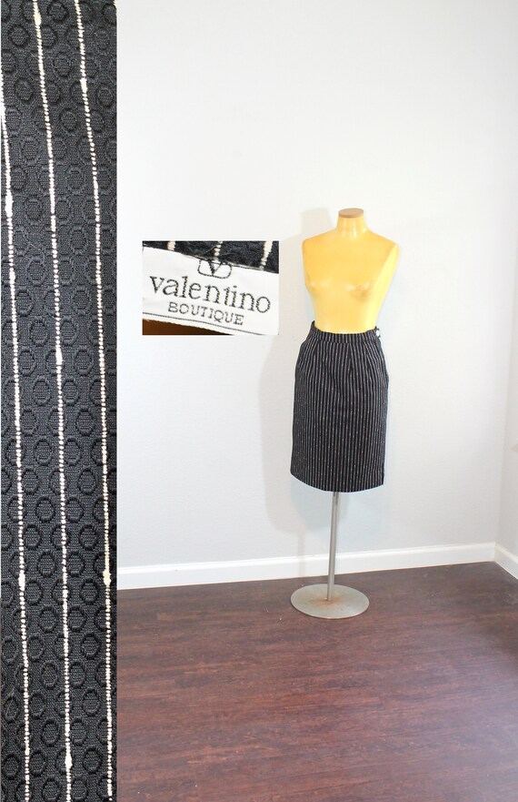 1980s Valentino Pin Striped Pencil Skirt // Small