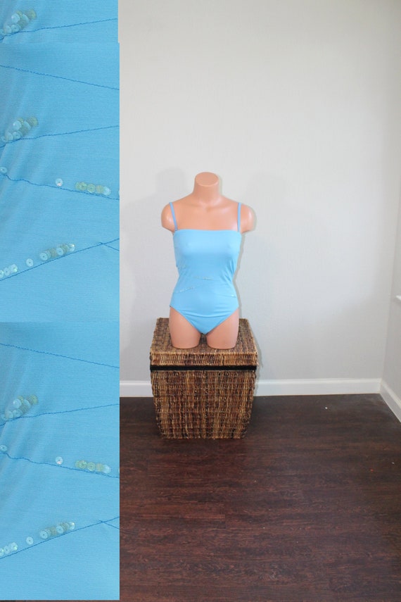 1990s Blue Sequin Free by Gottex Swimsuit // Small