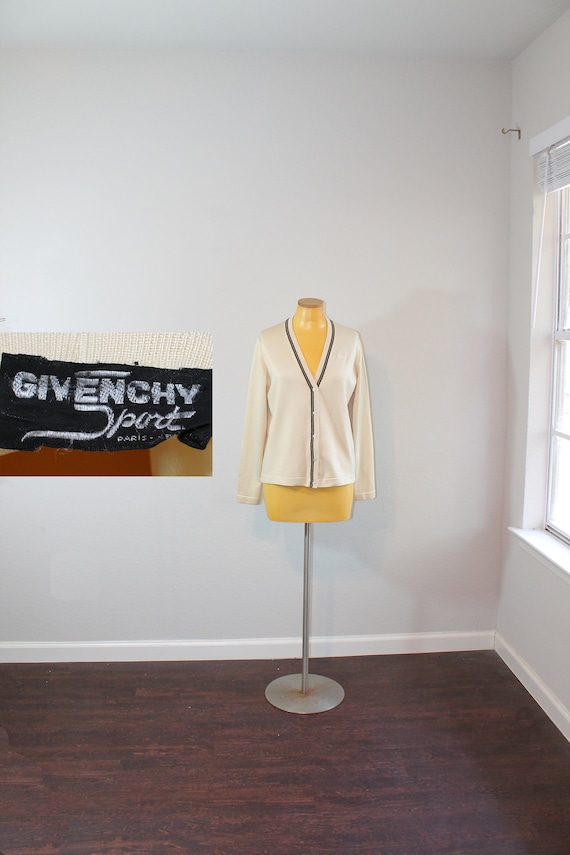 1970s Givenchy Sport Beige Knit Cardigan // Medium