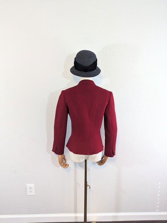 1980s Albert Nipon Red Wool Blazer Jacket // Extr… - image 3