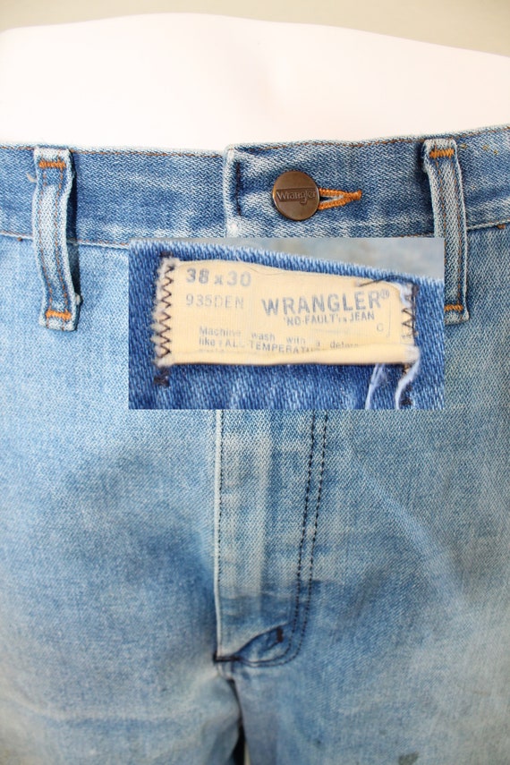 1990s Men's Distressed Wrangler Straight Jeans //… - image 3