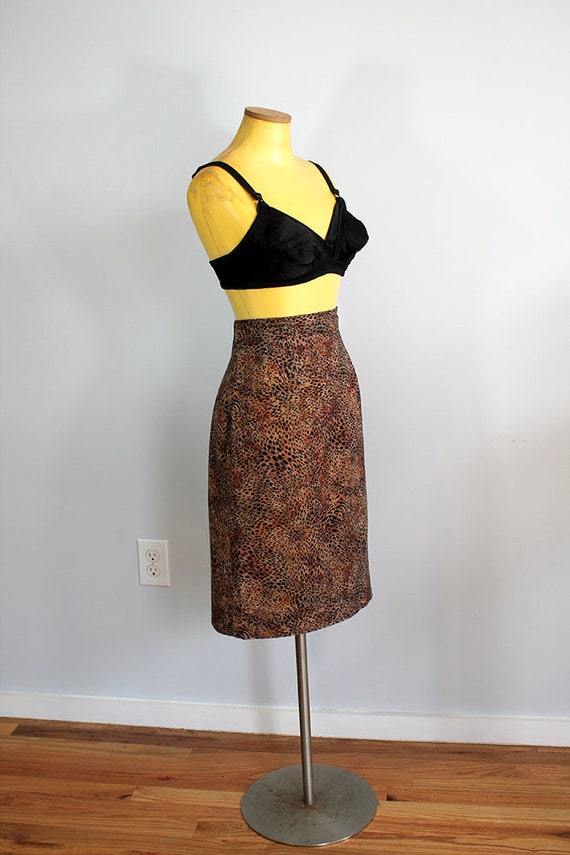 1960s Cheetah Print Pencil Skirt // Medium - image 3