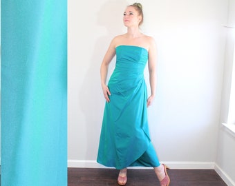 1990s Teal Strapless Gown // Azul by Liancarlo // Medium