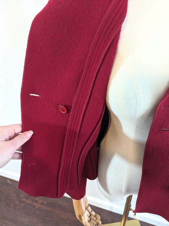 1980s Albert Nipon Red Wool Blazer Jacket // Extr… - image 7