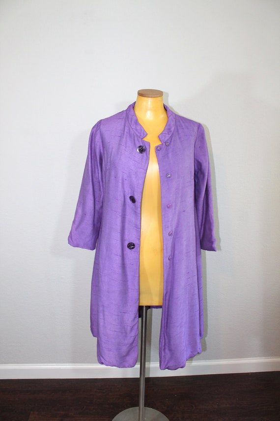 1960s Purple Raw Silk Coat // Small - image 5