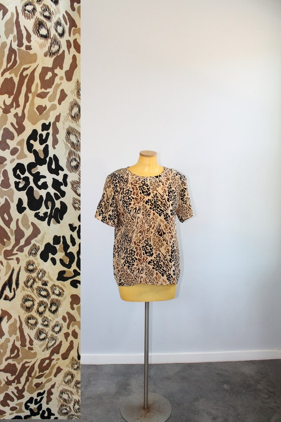 1980s Cheetah Print Silk Blouse // Kim Rogers // S