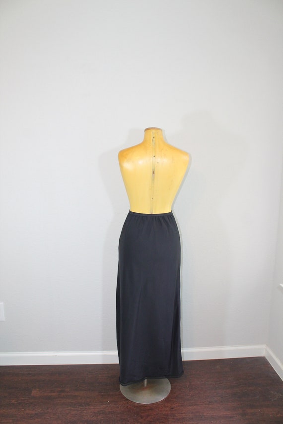 1960s Long Black Slip // Lady Lynne // Small or M… - image 5