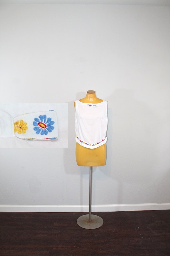 1950s Mardi Modes Cropped Cotton Tank // Small