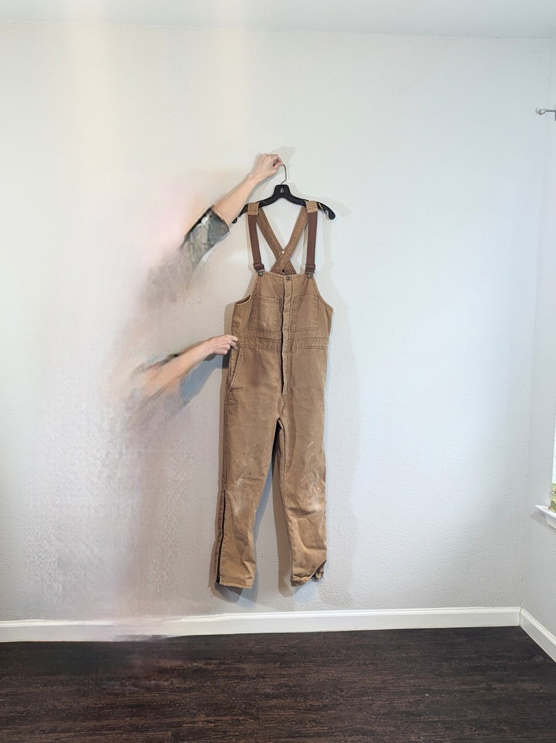 1970s Walls Tan Blizzard-Pruf Insulated Workwear Overalls // Men's 34-36 Reg image 2