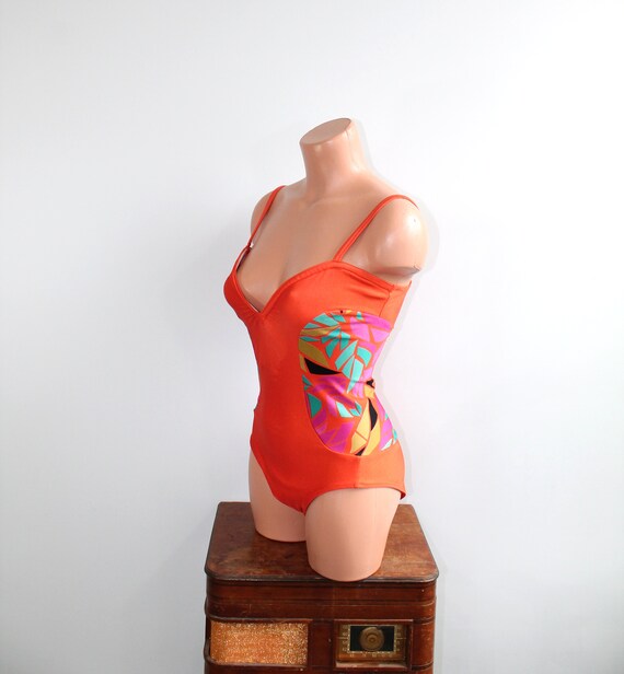 1980s Gideon Oberson Orange Swimsuit // Small - image 2