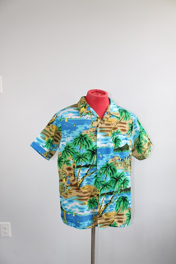 1980s Men's Romani Hawaiian Shirt // Size Large - image 4