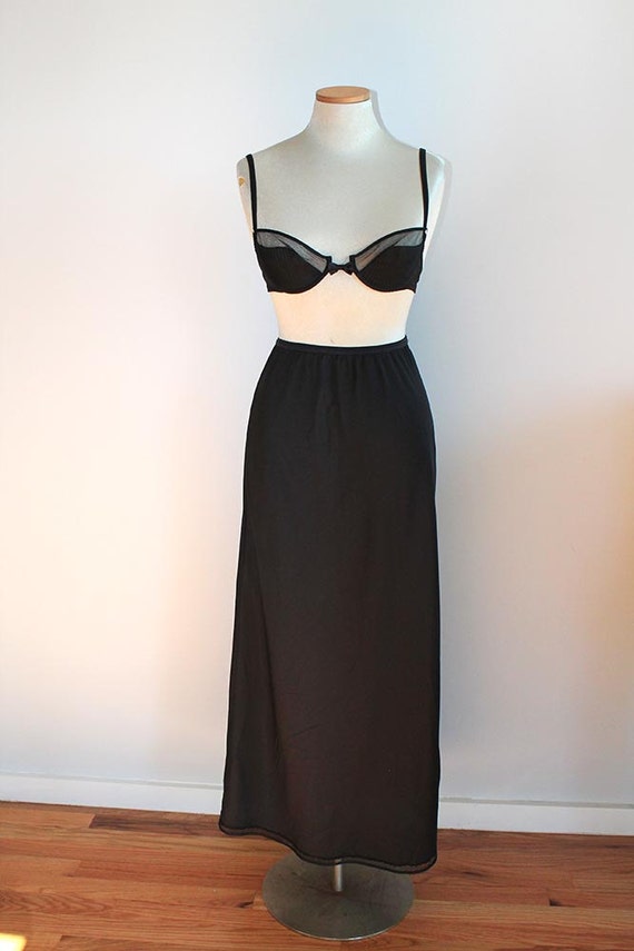 1960s Long Black Slip // Lady Lynne // Small or M… - image 7