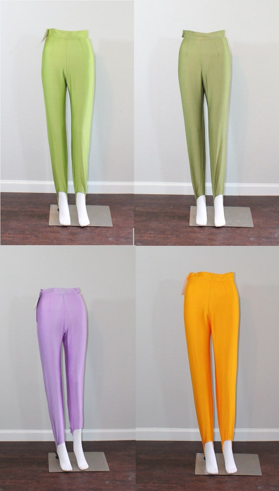 1980s NOS Rainbow Skinny Stirrup Pants // K. Lee … - image 1