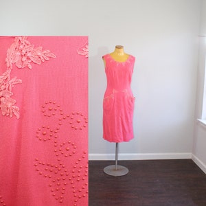1950s Pink Rhinestone and Studs Wiggle Dress // Medium