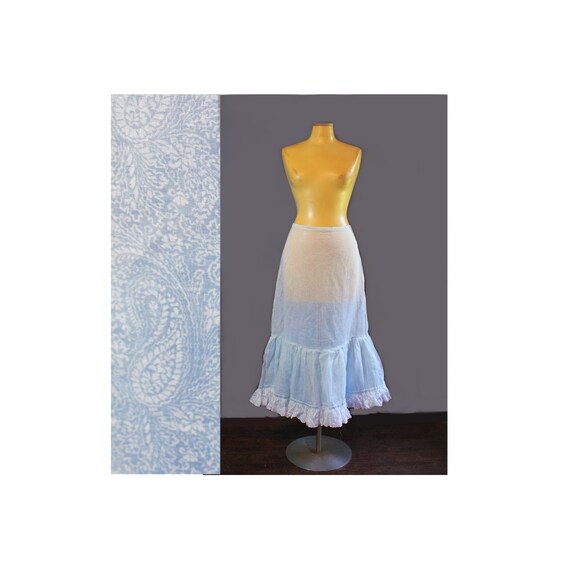 1950s Blue Paisley Half Slip Skirt // Medium
