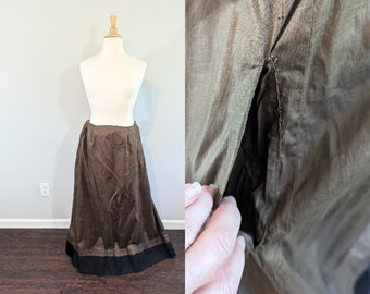 1890s Victorian Brown Cotton Bustled Skirt Lining Slip // Medium