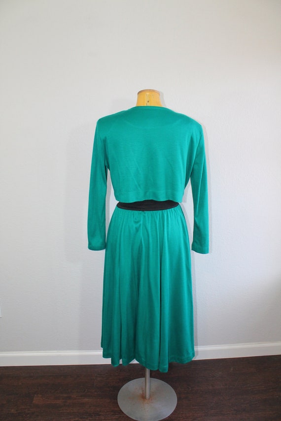 1980s Teal Crop Top and Circle Skirt Matching Set // … - Gem