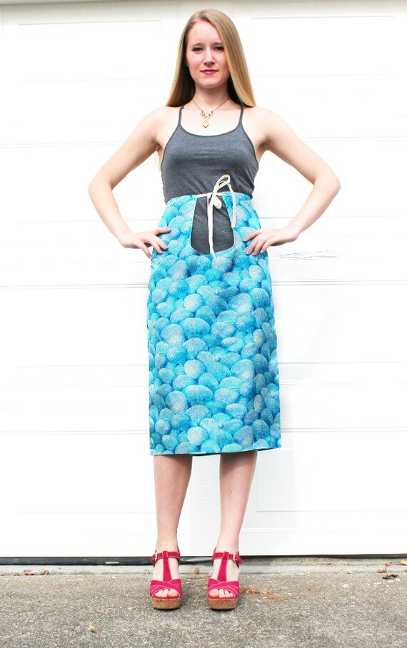 1950s Blue Shells Maternity Skirt // Small or Med… - image 3