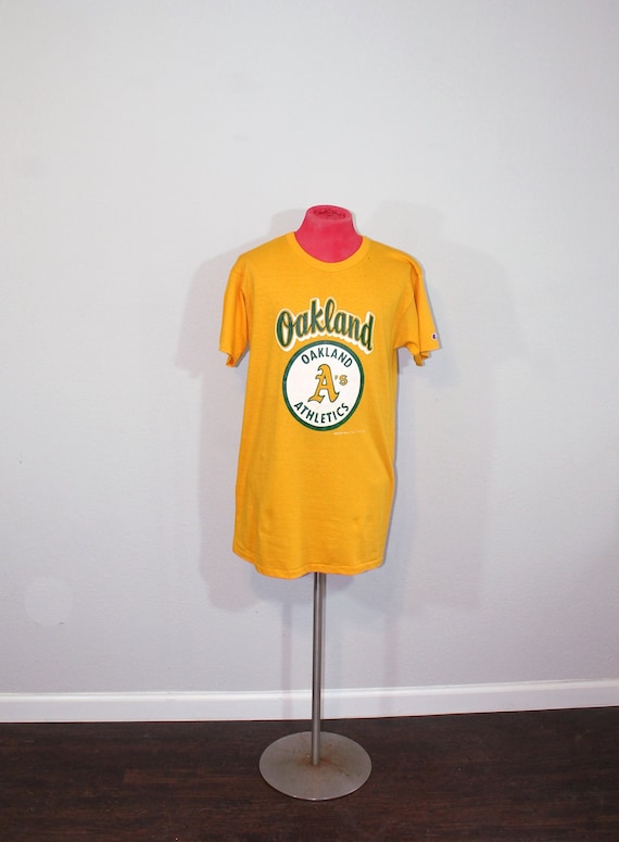 1980s Oakland A's Yellow T-shirt // Champion Tag /