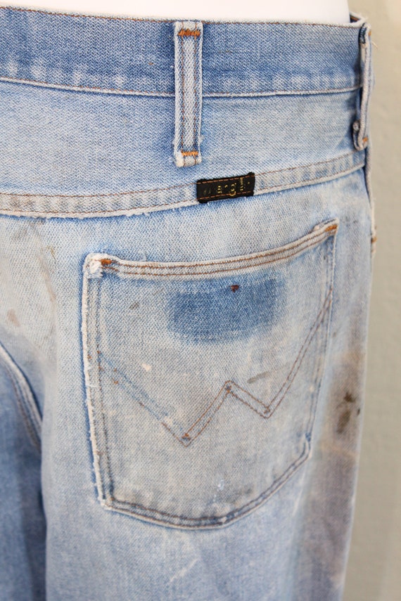 1990s Men's Distressed Wrangler Straight Jeans //… - image 6