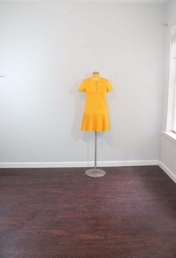 1960s Mustard Yellow Scooter Mini Dress // Extra … - image 5