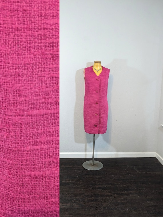 neiman marcus pink dress 1960s Neiman Marcus Barbie Pink Boucle Mod Shift Dress // Small