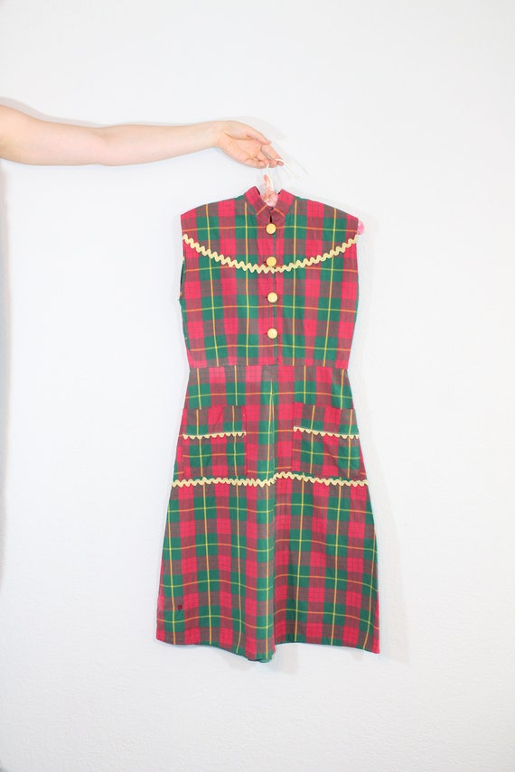 1930s Plaid Day Dress // Extra Small or Small - image 2