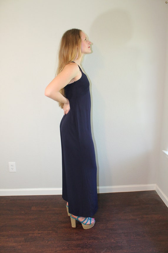 1990s Strappy Wide Legged Navy Jumpsuit // Gillia… - image 3