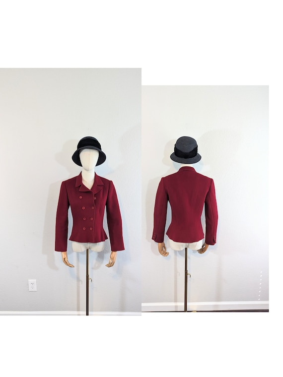 1980s Albert Nipon Red Wool Blazer Jacket // Extr… - image 1