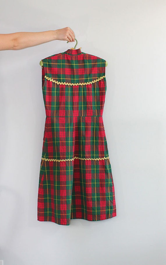 1930s Plaid Day Dress // Extra Small or Small - image 3