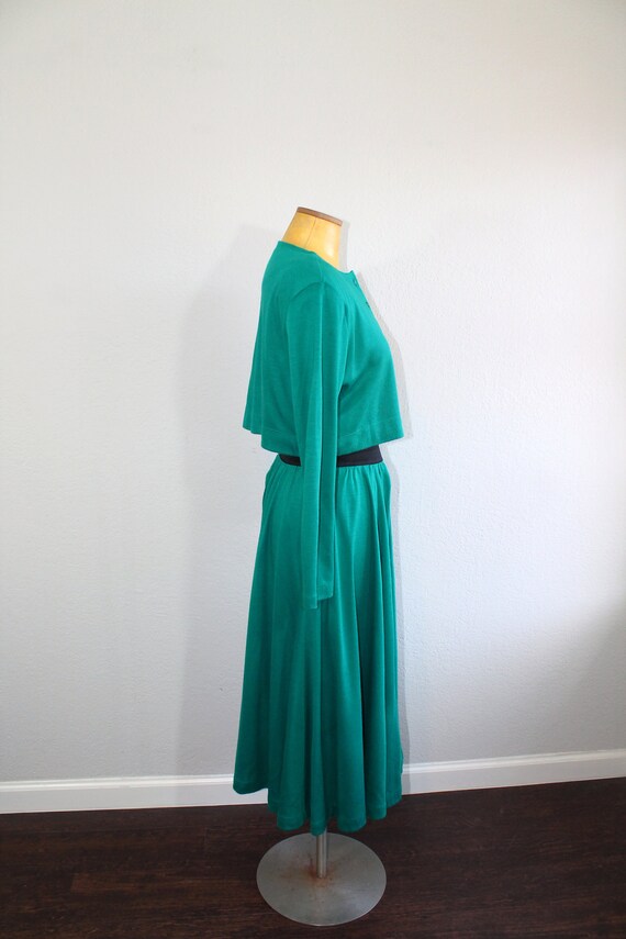 1980s Teal Crop Top and Circle Skirt Matching Set… - image 4