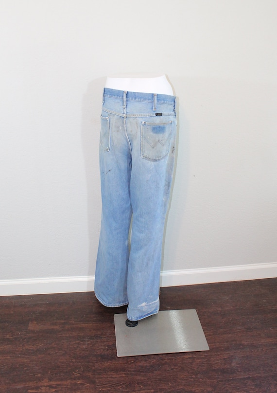 1990s Men's Distressed Wrangler Straight Jeans //… - image 5