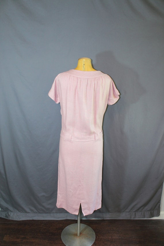 1960s Pastel Pink Woven Dress with Belt // Small - image 3
