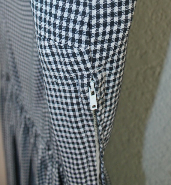 1950s Spaghetti Strap Black and White Gingham Cot… - image 6