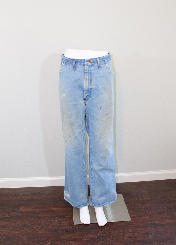 1990s Men's Distressed Wrangler Straight Jeans //… - image 2