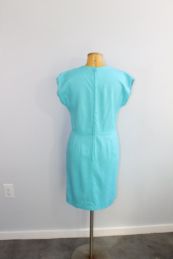 1960s Turquoise Keyhole Dress  // Size Large - image 4