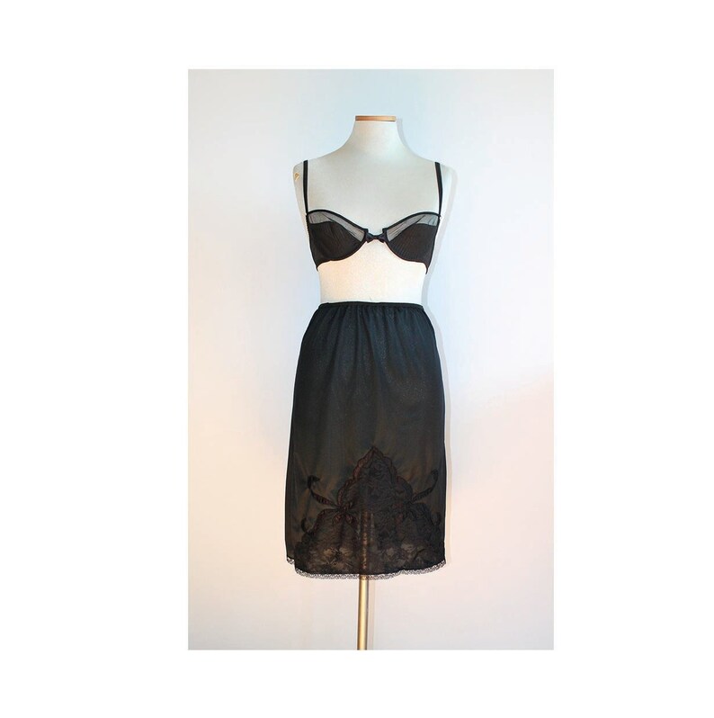 1960s Black Lace Half Slip // Small Etsy