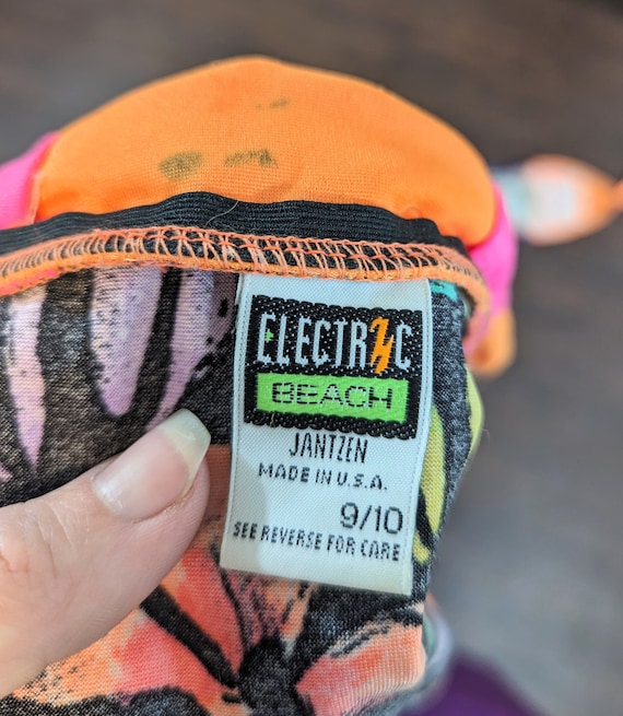 1980s Jantzen Electric Beach High Cut Floral Bikini /… Gem