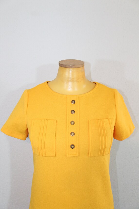 1960s Mustard Yellow Scooter Mini Dress // Extra … - image 2